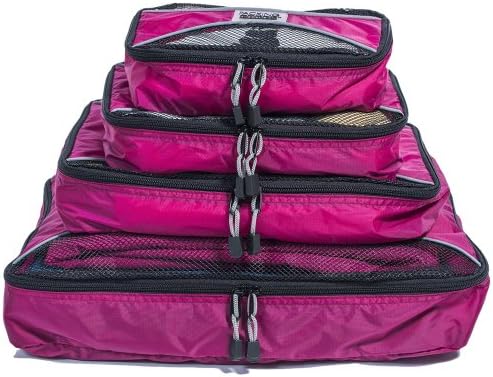 Pro Packing Cubes - 4 Piece Lightweight Travel Packing Cubes Set - Organizers and Compression Pouches System for Carry-on Luggage Accesories, Suitcase and Backpacking