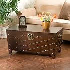 Accent Storage Cocktail Coffee Table Trunk , Espresso Finish