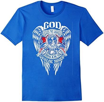 Men's God Makes The Lighting, Bikers Make The Thunder Medium Royal Blue