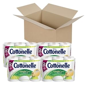 Cottonelle Gentle Care Toilet Paper with Aloe and E, Double Roll, 12 Count (Pack of 4)
