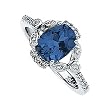 14K White Gold Chatham Created Sapphire and Diamond Ring