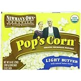 Newman's Own Organics Pop's Corn, Organic Microwave Popcorn, Light Butter, 3-Count, 8.7-Ounce Boxes (Pack of 12)