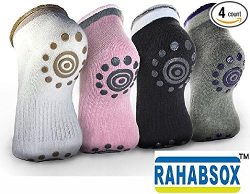BEST Non Slip Skid Yoga Pilates Socks with Grips Cotton for Women Pack of 4