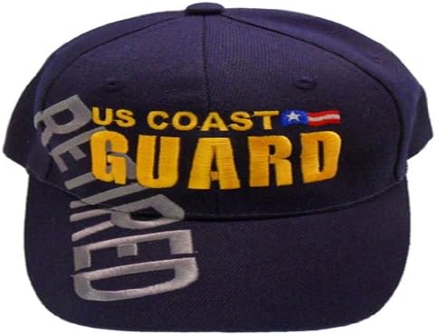 Coast Guard RETIRED Navy Blue Premium Baseball Cap, U.S. Coast Guard Military Hat with Logo and Flag, Adjustable to Fit Most Men and Women, Armed Forces Headwear