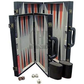 18 Black Leatherette Backgammon Set by Pachi Paradice