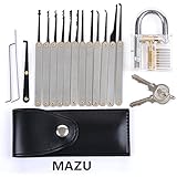 15-Piece Unlocking Lock Pick Set Key Extractor Tool + Transparent Practice Padlocks