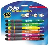 EXPO 83888 Sanford EXPO Dry Erase Markers, Eraser & Grip, Ultra Fine Point, Asstd., Box of 12