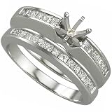 14K White Gold Beauteous Diamond Wedding Ring Set, Semi-Mount Setting