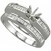 14K White Gold Beauteous Diamond Wedding Ring Set, Semi-Mount Setting