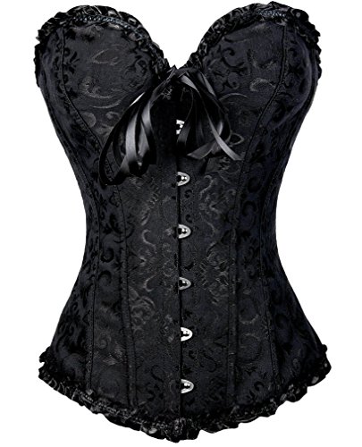 Zanuce women s sexy satin boned lace up overbust plus size corset…