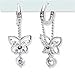 Cubic-zirconia Rhodium Finish Sterling Silver Butterfly Earrings