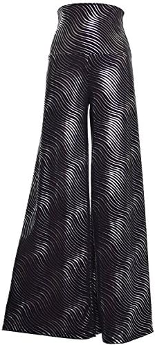 ramoons Women's Chevron Aztec Tribal Pattern Printed Long Palazzo Pants MVEN145 (Quicksilver) Medium