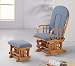 Country Oak Finish Wood Glider Rocker Rocking Chair w/Ottoman