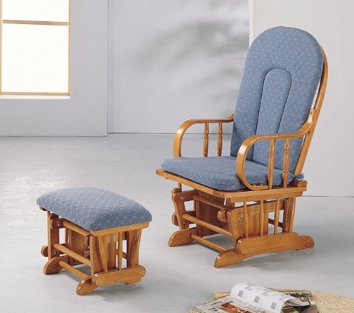 Dark Oak Finish Glider Ottoman Set