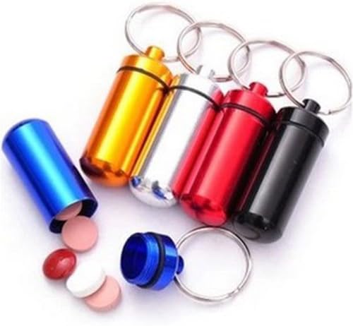 ETSYG 5x Waterproof Pill Box Case Bottle Cache Drug Container Aluminum Keychain