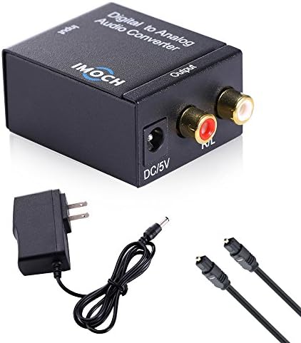 Imoch Digital Optical Coax to Analog RCA Audio Converter Adapter with 6 Feet(1.8 Meters)Fiber Cable