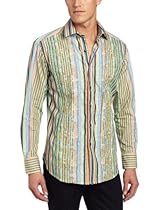 Hot Sale Robert Graham Men's Cheltenham Long Sleeve Woven, Multi, Large