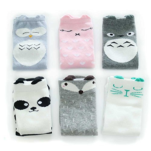 Unisex Baby Girls Boys Socks Knee High Stockings Animal Theme Socks 6 Packs Set