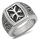 17 MM Stainless Steel Celtic Cross Mens Biker Ring Band (Available in Size 8,9,10)