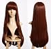 Cosplayland C865 75cm Glatt Volumen Gerade Pony lange Perücke Braun