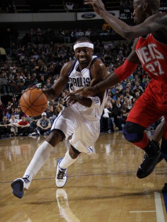 New Jersey Nets v Dallas Mavericks: Jason Terry and Johan Petro Photographic Poster Print by Danny Bollinger, 12x16