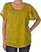Sakkas Embroidered 100% Cotton Scoop Neck Semi-Sheer Short Sleeve Gauzy Top/Blouse