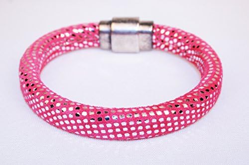 Euro Leather Pink Metallic Suede Bracelet