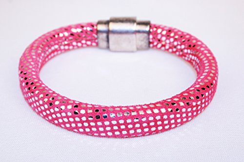 Euro Leather Pink Metallic Suede Bracelet