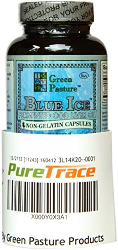 PureTrace Certified Green Pasture BLUE ICE Fermented Cod Liver Oil Non-Flavored 120 CAPSULES (1-pack)