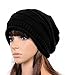 JOVANA Unisex Women Men Winter Warm Ski Knitted Crochet Baggy Beanie Hat Cap Beret (Black)