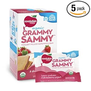 Revolution Foods Organic Grammy Sammy Sandwich Bar, Honey Graham & Strawberry Yogurt, 5-Count Sandwich Bars (Pack of 5)