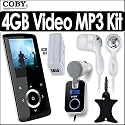 Coby MP705-8G 8GB 2 Inch LCD FM Radio MP3 Touchpad Video Player Bundle With Coby CVE92 Stereo Earphones, Coby CA81 Dual USB AC Adapter/Charger, Coby CA-745 Wireless Car FM Transmitter & Nite Ize CVM-03-01 Curvyman Cord Supervisor Organizer