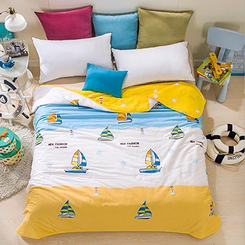 Home Comfortable 100% Cotton Comforter for Summer Air-Conditioning Quilt 1PC (70" x 86", Sea World)