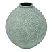 EXP Handcrafted Shperical Terracotta Vase With Sea Blue Swirl Etchings