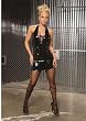 Deep V Vinyl Lace Up the front Mini Dress with Collar and rivets in Small, Medium, Large, 1X, 2X, 3X