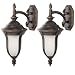 Globe Ellington One-Light Outdoor Upward/Downward Wall Sconce, Antique Bronze with Frosted Globe, 2-Pack #48854