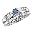 14K White Gold 3/8 ct. Diamond Engagement Set with Blue Center Diamond