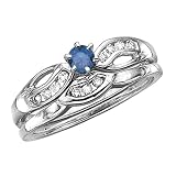 14K White Gold 3/8 ct. Diamond Engagement Set with Blue Center Diamond