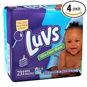 Luvs Ultra Clean Baby Wipes Refills, Three 77-Count Packages (Pack of 4) (924 Total Wipes)