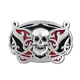 Skull Butterfly Pewter Belt Buckle