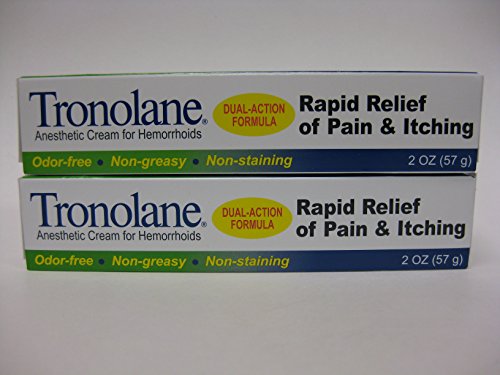 Tronolane Anesthetic Cream for Hemorrhoids , Dual Action Formula , 2 Ounces (Pack of 2)