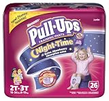 Huggies Pull-Ups Night*Time Pants, Size 2T-3T Girl,  Case Pack, Four - 26 Count Jumbo Packs (104 Training Pants)