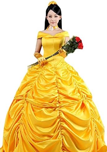 Cosplayhome Women's Beauty and the Beast Belle Princess Cosplay Dress Gown (S)