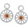 18K White Gold Mandarin Garnet Diamond Fashion Earrings