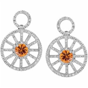 18K White Gold Mandarin Garnet Diamond Fashion Earrings