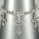 Ornate Vintage-Style Christian Cross Toggle Charm Bracelet