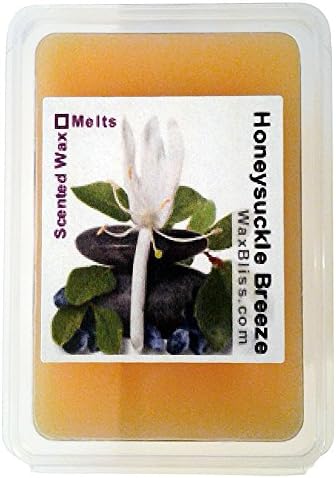 Wax Bliss Honeysuckle Breeze Wax Melts - Rich Wild Honeysuckle Bush Scented Wax Tart Cubes - Six (6) Long Lasting Wickless Candle Wax Melts Included in Clamshell Case