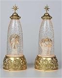 Pack of 2 Lighted Angel Christmas Snow Globe Glitterdomes 11.75