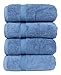 SALBAKOS 100% Turkish Cotton Bath Towel Set of 4 27x54 inch | Heirloom Quality | Hotel & Spa Collection | Ultra Soft, Super Absorbent, Long Lasting Bath Towels | Made in Turkey (Blue, 4 Bath Towels)