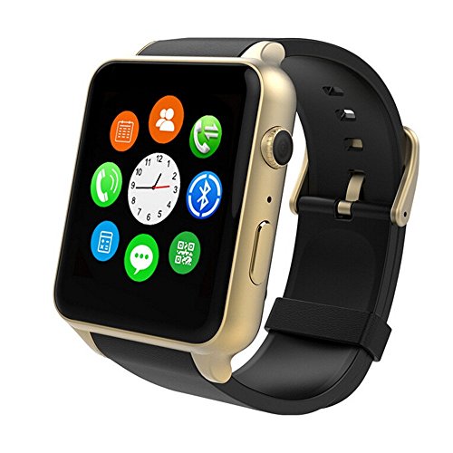 Luxsure Uwatch Smart Watch with Heart Rate Monitor Android Smart Watch Phone Sports Bluetooth Wristwatch With 3G magsensor gravity sensor Compatible With IOS & Android (Gold)